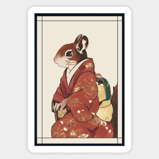 Squirrel japanese with kimono vintage Sticker